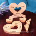 Wooden Heart Puzzle Custom 1-8 Name engraved text